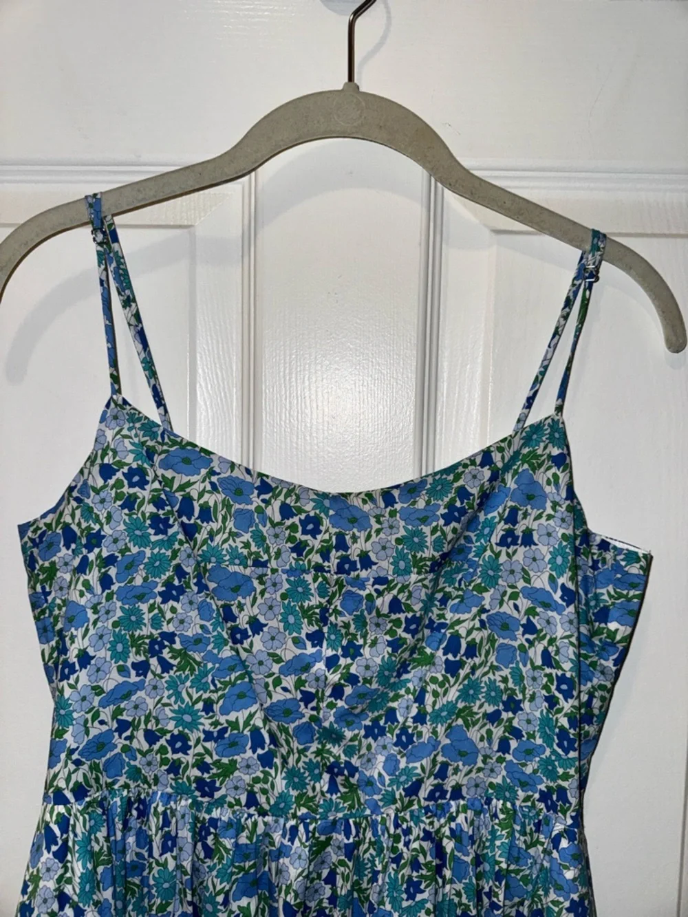 J. Crew x Liberty Fabric Light Blue Floral Midi Sundress with Spaghetti Straps 4 - Picture 7 of 12